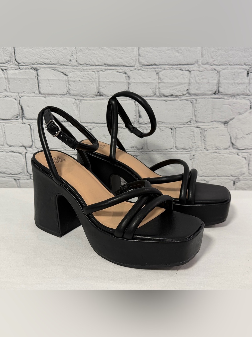 Wild Fable Black Strappy Platform Block Heels